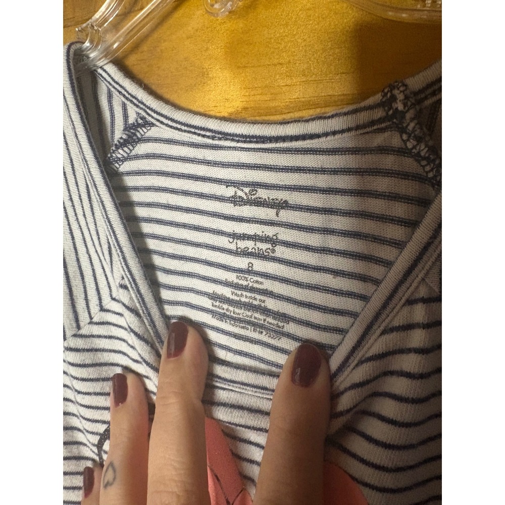 Disney Jumping Beans Girls Minnie Mouse Striped Pocket Dress Size 8 Navy Pink - Picture 3 of 4